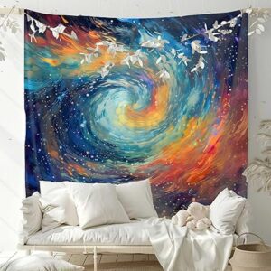 Galaxy Nebula Wall Tapestry, Cosmic Space Art Wall Hanging, Colourful Spiral Design, Indoor Decor (Polyster Febric 48 X 48 Inch) TPS-17