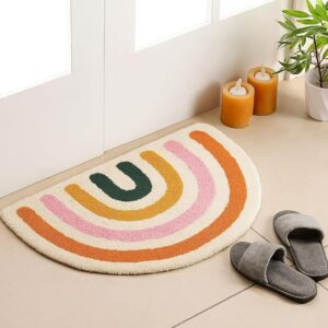 ome Decor Soft Cotton Bath Mat for Bathroom Tufted Design with Tassels Rainbow Pattern Anti Slip Bath Mat Non Slip Bath Mat Kitchen Bedroom Pooja Room Anti Skid Mat (Rainbow Multicolor Mat)