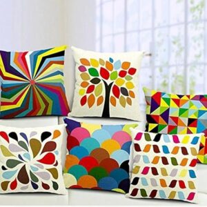 Set Of 5 Multi Colored Decorative Hand Made Jute Throw/Pillow Cushion Covers - Cc24 - (16 Inch X 16 Inch), 175 TC