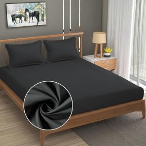 Cotton Bedsheet for Double Bed King Size - 108x108 Inch Grey Bed Sheet with 2 Pillow Covers, 350 Thread Count, Premium Comfort Cotton Bedsheets for Home, Hotels & Guest House
