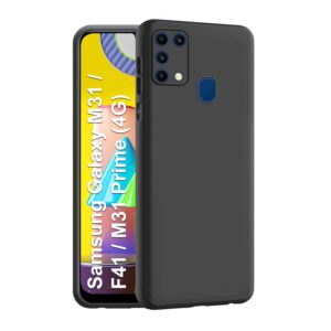 Galaxy M31 / F41 / M31 (4G) Prime Back Cover | Camera Bump Protection & Ultra Slim | Matte Soft Silicon Shock Proof Rubberised Back Case Cover (Black)