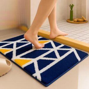 Mosaic Super Soft (40x60 cm) Microfibre 2000 GSM Bath Mat Super Absorbent Anti-Skid Door Mats for Home/Bathroom Mat/Bedroom/Kitchen/Floor Mat (Blue) Pack of 1