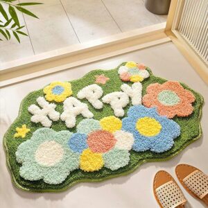 Happy Super Soft Anti-Skid (40x60 cm) Super Absorbent Mats Microfiber 2000 GSM Mat for Bathroom/Kitchen/Door Mats for Home/Floor Mat (Green) Pack of 1