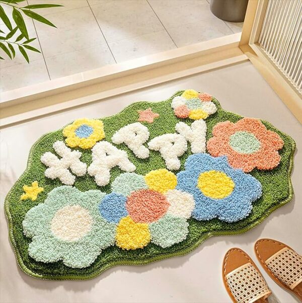 Happy Super Soft Anti-Skid (40x60 cm) Super Absorbent Mats Microfiber 2000 GSM Mat for Bathroom/Kitchen/Door Mats for Home/Floor Mat (Green) Pack of 1