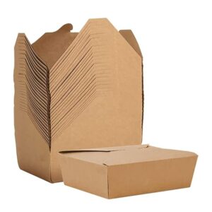 Salad Box, 25 Pieces Food Takeaway Carton, Kraft Paper Packaging Box, Oil and Water Proof, for Sandwich, Cheesecake, Hamburger (1000ml)