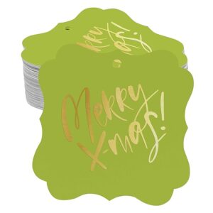 Hang Tags Merry X-Mas Christmas Favor Bracket Shape Gift Tags Gold Foil Bonbonniere Tag Pack of 50