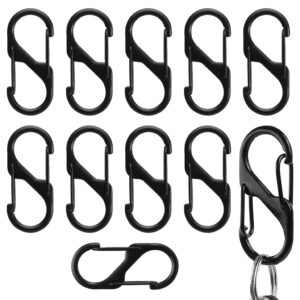 10 Pcs Dual Hook S-Shape Carabiner Clip Keyring & Keychain with Dual Hooks, Multi-Purpose for Backpack, Camping, Outdoor Use, (40 MM, Pack of 10)