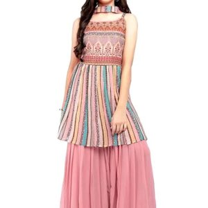 mpex New latest Girl's wedding naira cut georgette readymade sharara suit for girls dress