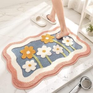 Little Flower Super Soft Anti Skid (40x60 cm) Super Absorbent Mats Microfibre 2000 GSM Mat for Bathroom/Bedroom/Kitchen/Door Mat/Floor Mat Pack of 1