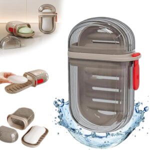 Portable Soap Holder - Compact and Durable Plastic Soap Dish for Home, Outdoor Hiking, and Camping - Travel Soap Box Case Ideal for Accessories (Browns)