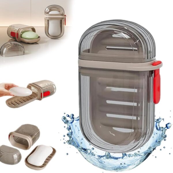 Portable Soap Holder - Compact and Durable Plastic Soap Dish for Home, Outdoor Hiking, and Camping - Travel Soap Box Case Ideal for Accessories (Browns)