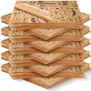 12 x 12 Inch Deli Wax Paper Sheets Grease Resistant Tray Basket Liners Newsprint Paper Water and Grease Proof Sandwich Wrapping Paper Square Hot Dog Wrappers for Food Baking, Brown (1000 Pcs)