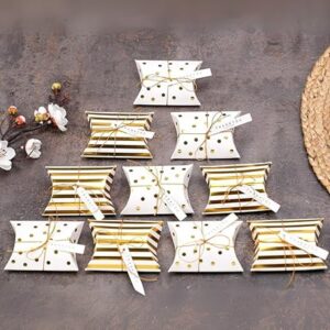 20 Pcs Golden Decorative Folding Paper Gift Boxes | For Diwali, Wedding, Birthday, Engagement, Function Return Gifts | Fancy Packaging for Chocolates, Dry Fruits (White & Golden)