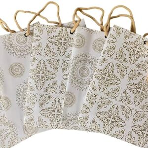 Art White & Gold Paper Gift Bags Small (Pack of 10) ? Strong Kraft Paper, Elegant Design, Reusable & Recyclable, Ideal for Return Gifts, Baby Shower, Wedding & Party Gift Packing