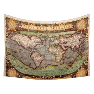 Photo of an Old Map 1587 Typvs Orbis Terrarvm Velvet Fabric Painting Tapestry | Wall Art Hanging 26.3 x 20 inch (67 x 51 cms)