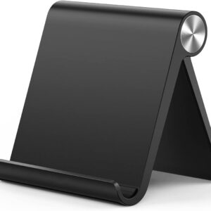 Multi Angle Tablet Tabletop Stand. Holder for iPhone, Android, Samsung, OnePlus, Xiaomi. Portable, Foldable Stand. Perfect for Bed,Office, Home, Gift and Desktop (Black)