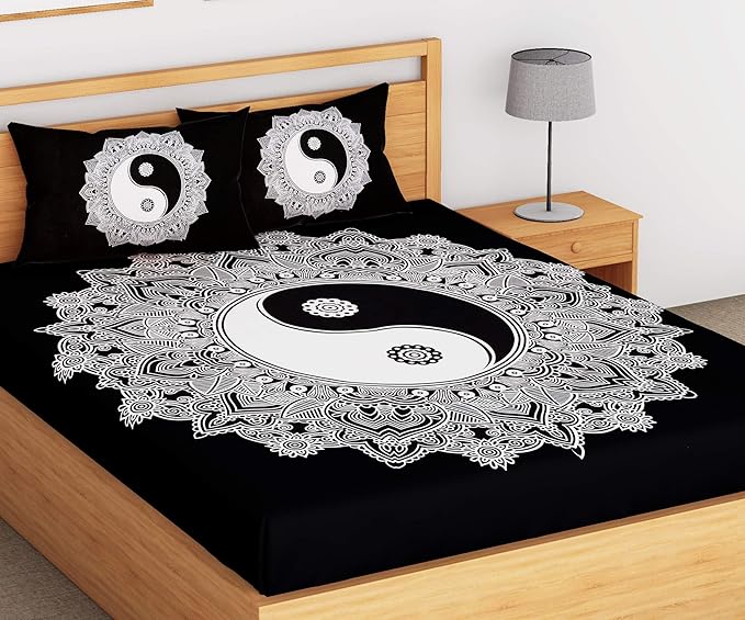 Cartoon Bedsheet Double Bed with 2 Pillow Covers 180TC Microfiber, 225 x 250 cm, Off White & Brown, Bedsheet for Kids, Jungle Safari Print, 180 TC | Kids Bed Sheet for Double