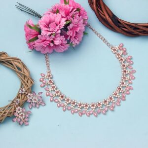 International Crystal Necklace Jewellery Set with Earrings | Best Suited for Party, Wedding, and Festive Occasions for Women