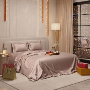 Bedsheet King Size with 2 Pillow Covers, 300TC Premium Bedsheets King Size, Home Decor, Ultimate Comfort, 274 cm x 228 cm, Date Night -Champagne
