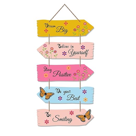 Quote Decorative Wall Art Mdf Wooden Wall Hanger For Living Room | Bedroom | Gift | Wall Hanging For Home Decoration | Modern Decor Item | Artwork (Wh 7309N),Set Of 5