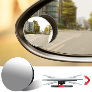 Glass Mirror Blind Spot, 360? Mirror, Rear View Convex Mirror, Parking Mirror For Car, Car Mirror Accessories Frameless Suitable All Cars and Bikes (Round 2-Pcs)