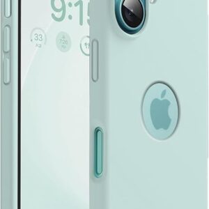 Microfiber Logo Cut Cover Compatible for iPhone 16 Case Liquid Silicone Cases Full Body 4 Layer Protective Covers Shockproof Back Cover with High Raised Camera Lips (6.1 inch, Mint Green)