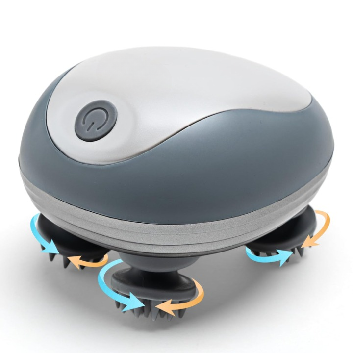 Massager, Stress Relief & Relaxation, Handheld & Portable, Rechargeable Electric Head Kneading Massager, 3 Speed Modes, Head Scratcher Massager for Hair Growth, Deep Clean, SM3675, White