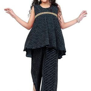 Girl's Georgette Printed Salwar Suit Set|Salwar Suit For Girls|Kurta Palazzo Set|Girl Ethnic Set|Salwar Suit Set|Printed Salwar Suit Set