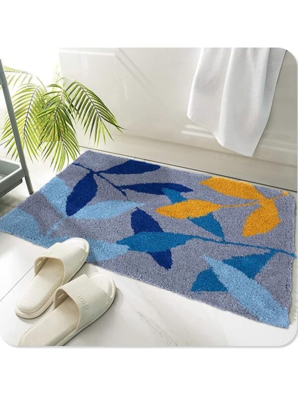 Bath Mat for Bathroom Entrance Soft Door Mat/Hotel Balcony Floor Carpet for Home Anti Skid mat for BathroomFloor Mats for Home Cotton Abstract Doormat 40x60cm (Light Blue) Rectangular