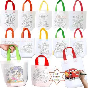 Paper,Plastic, 24Pcs Diy Coloring Return Gifts Bags For Kids Birthday Party, Small - Hand Bag For Kids - Birthday Return Gifts For Kids Age 8 12 3 4 5, Multicolor