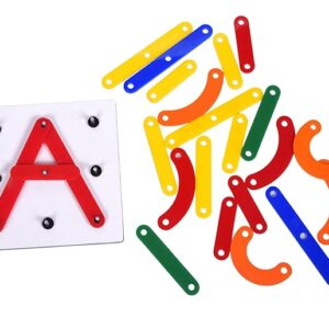 Craft World Wooden Letter Number Construction Puzzle Toy, Learning & Educational Stacking | Montessori Pegboard Activity Toys | Building Blocks for Kids 3+ Years, Preschool Learning Board