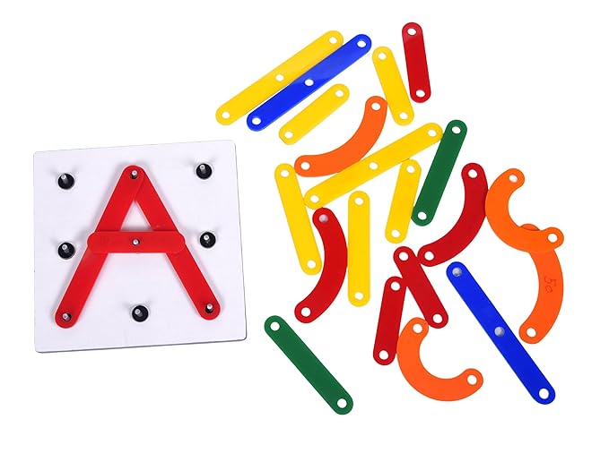 Craft World Wooden Letter Number Construction Puzzle Toy, Learning & Educational Stacking | Montessori Pegboard Activity Toys | Building Blocks for Kids 3+ Years, Preschool Learning Board