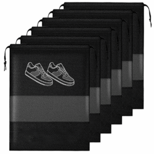 Bag for Travel Bag for Man & Women Shoe Cover for Storage at Home Gym Reusable Travelling Accessories Organizer Pouch Travel Essentials Footwear Bags for Travelling Men -Pack of 6, Black