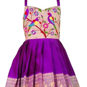 South Indian Traditional Pattu Pavadai Tapeta Silk Frock Dress for Baby Girls