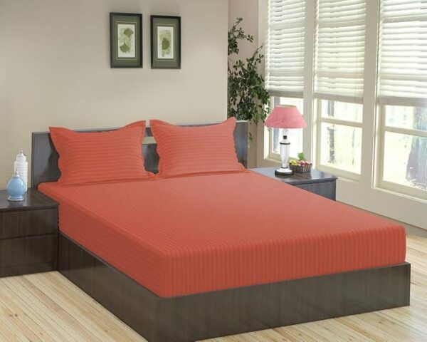 Pure 100% Cotton Double Bed Sheet with 2 Pillow Covers (Bedsheet for Double Bed Cotton, Orange Jaipuri, King Size,144TC)