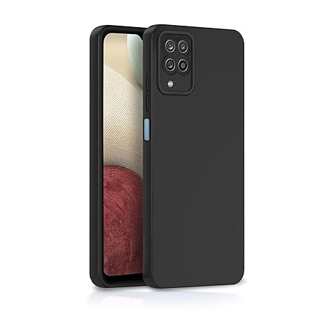 Galaxy M12 / A12 / F12 Back Cover Soft Matte Liquid Silicone TPU | Camera Protection | Shockproof Slim Back Case for Samsung Galaxy M12 / A12 / F12 (Black)