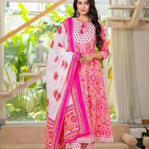 Women Cotton Anarkali Flair Suit Set