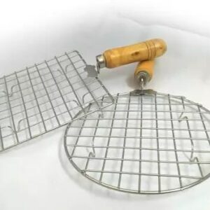 Jali Roaster Chapati Toast Grill Wooden Handle Round & Square Roaster Pack of 2