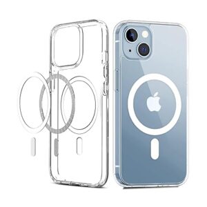 Cobos of 2 Magfit Cover for iPhone 13/14 | Mag-Safe Wireless Charging | Designed with Magnetic Lock Shockproof Phone Bumper Transparent Back Case Cover (Transparent)