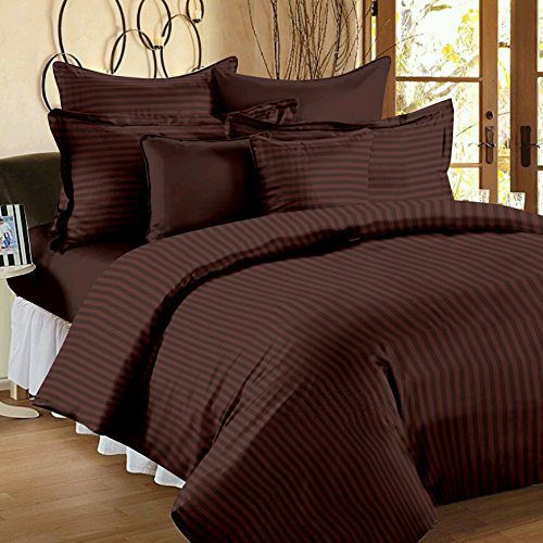 Cotton Bedsheet for Double Bed King Size - 90x108 Inch Coffee Bed Sheet with 2 Pillow Covers, 350 Thread Count, Premium Comfort Cotton Bedsheets for Home, Hotels & Guest House