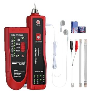 Wire Tracker, Tester, Cable Tracker, RJ11 RJ45 Line Finder Network Cable Tester for LAN Ethernet Cable Collation, Phone Telephone Line Tester with 2X 9V Batteries(Multicolor)