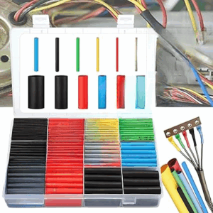 Electrical Wire Cable Sleeving Wrap- 560Pieces Heat Shrink Tubing 2:1, Cable Wrap Assortment Electric Insulation Heat Shrink Tube Kit with Box(5 colors/12 Sizes) Black, Red, Blue, Yellow, Green