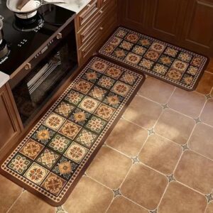2 pcs Kitchen Mat, Diatomite Mat, Super Absorbent Carpets for Kitchen, Living Room, Non-Slip Floor Mats Nordic Kitchen Long Rugs Doormat - (38 * 58 cm, 38 * 118 cm)