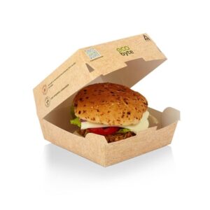 Burger Box [Whopper Size] ? [Pack of 25] Disposable Germ-Free Takeaway Box, Plastic-Free w/Compostable BioSeal Coating, Oil & Grease Resistant Biodegradable Food Container