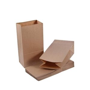 Large Square Bottom Or Flat Bottom Paper Bags Made Of Brown Fold Top Craft Paper,Size 6" X 4" X 12" Pack Of 100 Pieces
