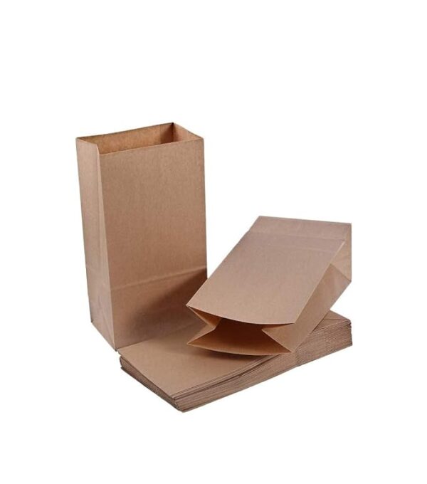 Large Square Bottom Or Flat Bottom Paper Bags Made Of Brown Fold Top Craft Paper,Size 6" X 4" X 12" Pack Of 100 Pieces
