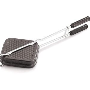 Non-Stick Sandwich Toaster for Gas Stove | Grill & Toast Sandwiches in Minutes | Double-Coated Non-Stick | Durable & Easy to Use | Black Sandwich Maker