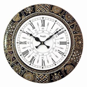 Floral Designer Painting Wooden Antique Analog Wall Clock for Home, Office, School, Gym, Shop and Gifting || Clock Size - 40 cm x 40 cm [16 x 16 inches] [KTWC281D]