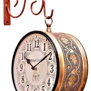 Sided Railway Station Iron Wall Clock for Living Room 8 Inches