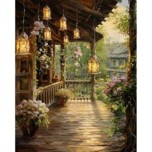 Paint by Numbers Kit Countryside Hallway DIY Oil Paint Paint by Numbers Canvas Oil Paint Wall Decoration DIY Number Painting Natural Scenery Oil Paint Home Decoration, 40 x 50 cm